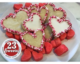 Valentine's Day Heart Cookies: Custom Decorated, 1 Dozen