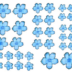 FLEURS COMESTIBLES BLEUES, 34 pièces prédécoupées, différentes tailles, gaufrette en papier, gâteau, décoration de gâteau cake pops, décorations de cupcakes, végétalien