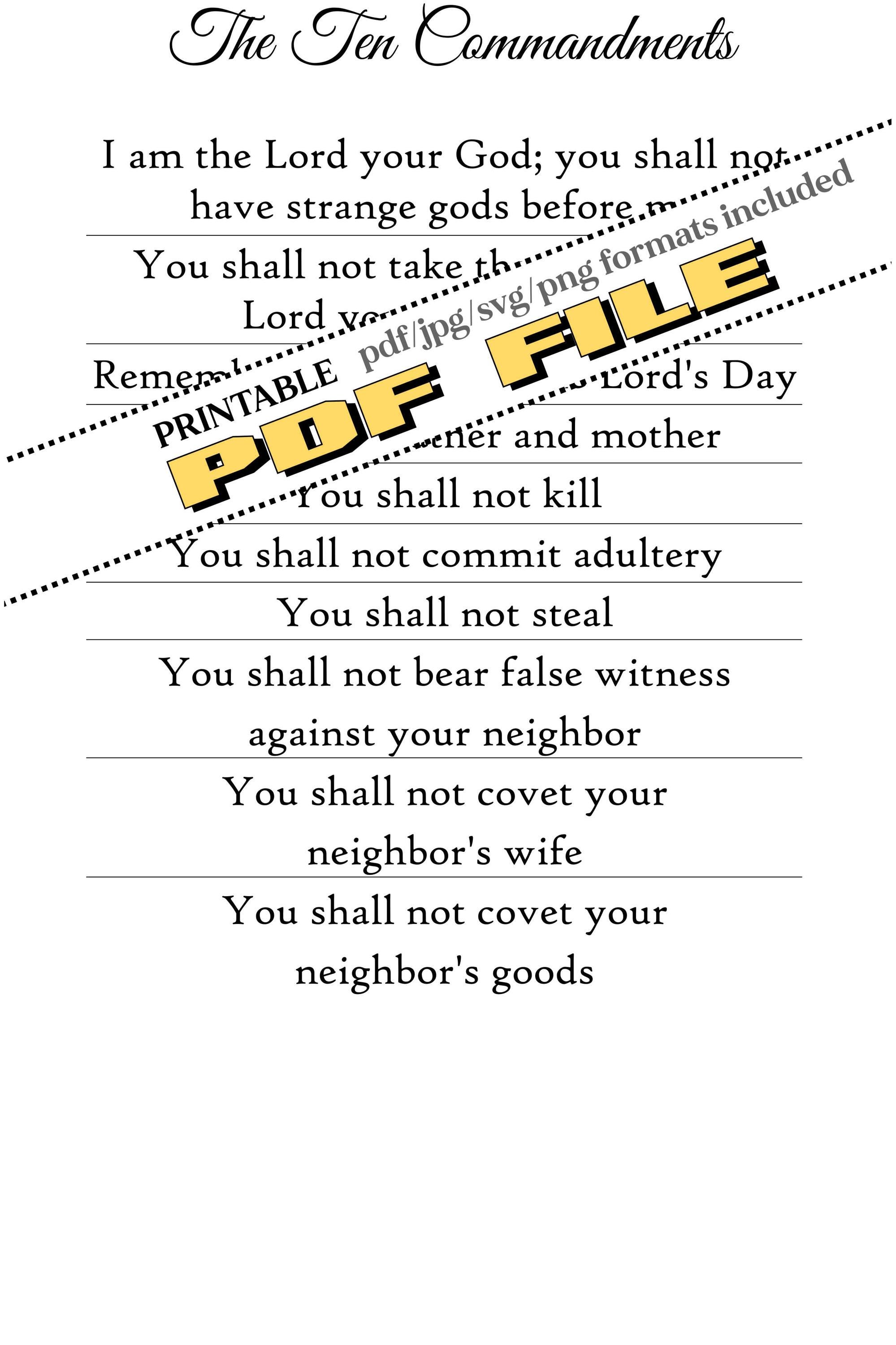 Catholic Ten Commandments Script Style (digital Download) - Etsy