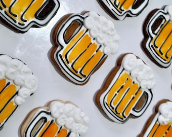 Galletas de azúcar decoradas en jarras de cerveza: recuerdos de cumpleaños (1 docena)