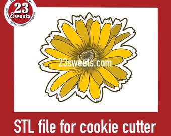Sunflower Cookie Cutter STL File: Floral 3D Print (Digital Download)
