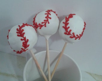 CAKE POPS baseball themed cakepops 1 Dozen (23sweets)/homemade baked goods/food gift/sweet/food gifts/wedding/cakepops/baking/party