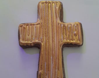 Gold Cross Cookies – Custom Decorated Dozen for Easter, Baptism