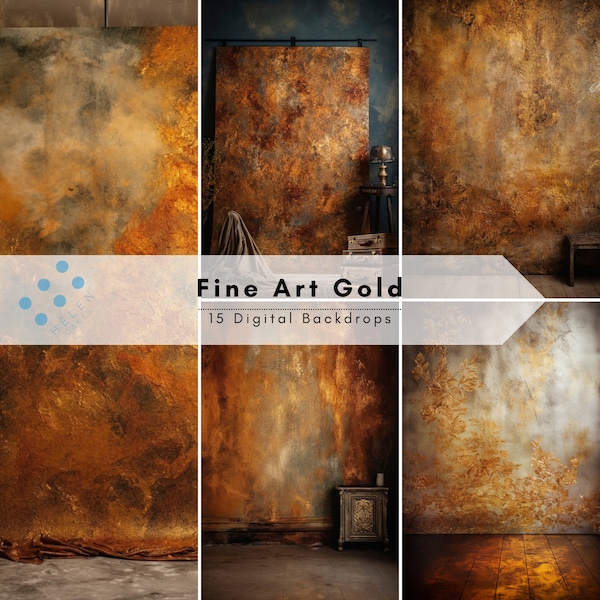 15 Fineart Gold Decorated Backdrops, Fineart Digital Background, Artful Backdrop, Decorated Wall Backdrop, Maternal Backdrop, Overlaye