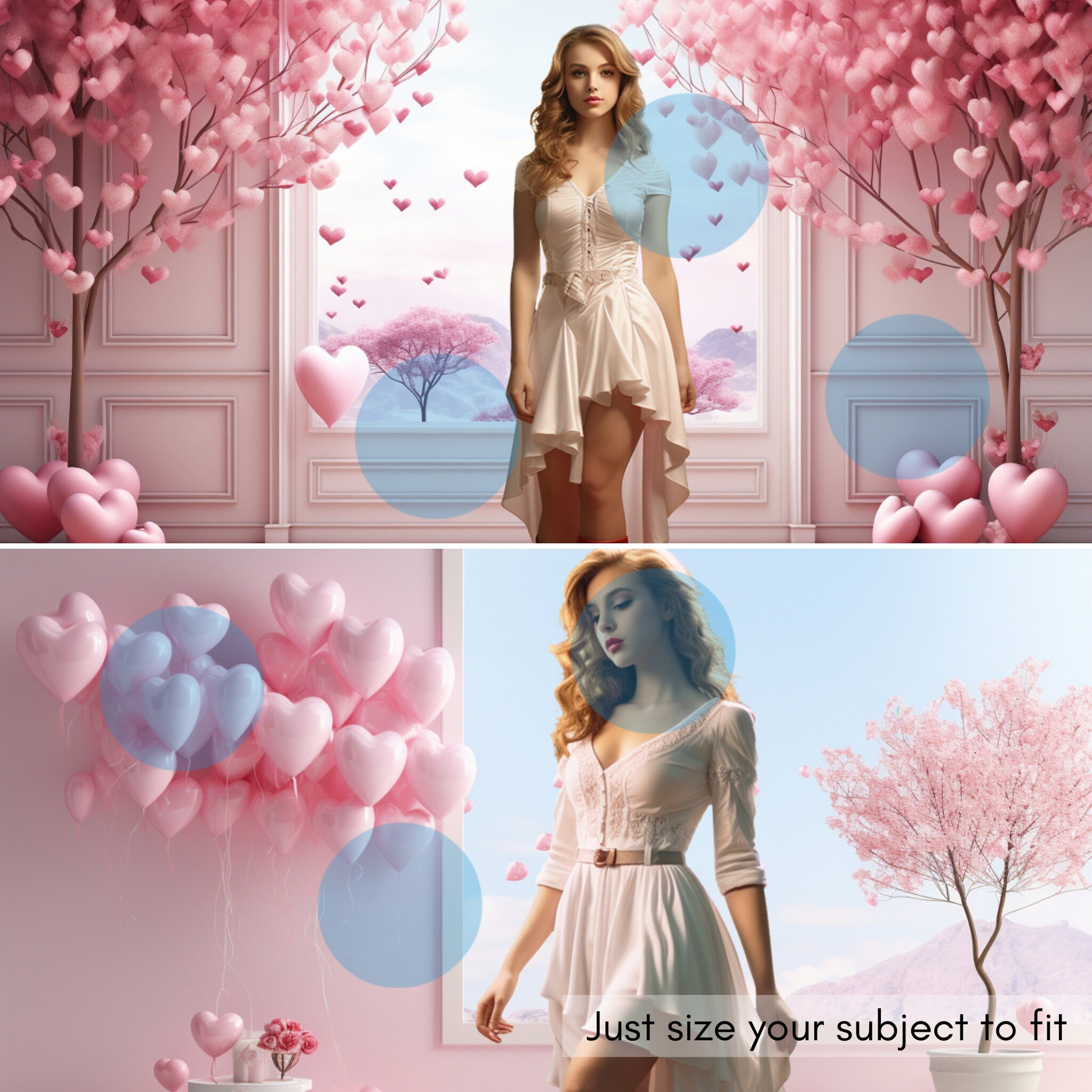 Heart Backdrop, Decorated Wall Backdrop, Valentines Overlay ...