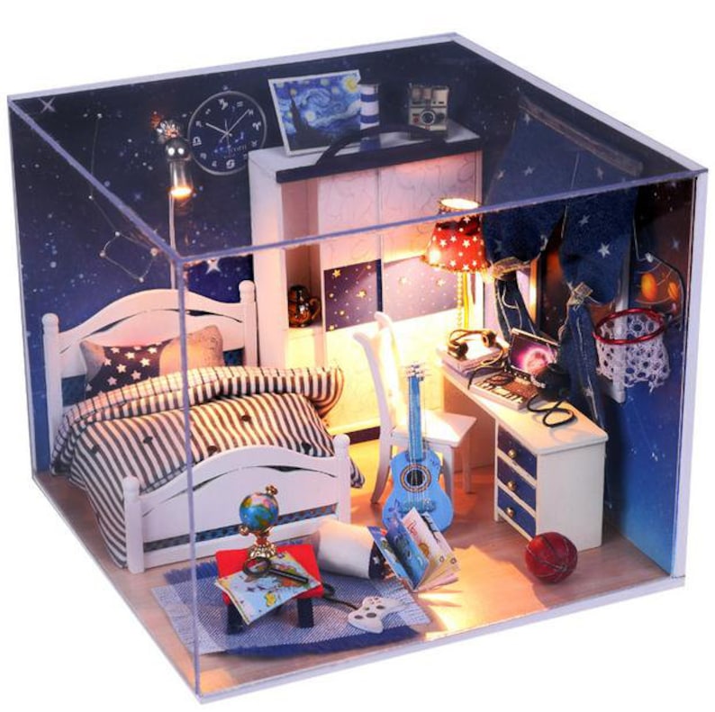 Bright Stars Dollhouse DIY Kit Cute Room House Model With Led Light DK46