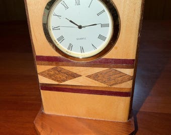 Handmade Wood Inlaid Unique Clock - 100% REAL WOOD!