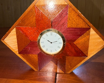 BATCH of Small Handmade Wood Inlaid Unique Clocks - 100% REAL WOOD!