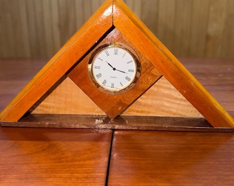 Handmade Wood Inlaid Unique Clock - 100% REAL WOOD!