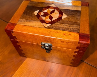 Handmade Wood Inlaid Jewelry Box - 100% REAL WOOD!