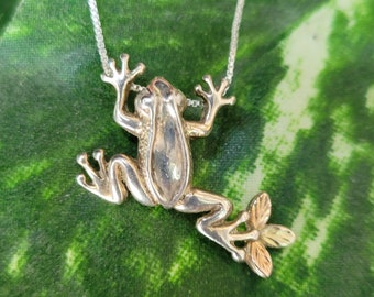 Vintage Black Hills Gold Frog Pendant Necklace, RGO