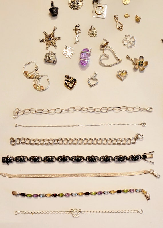 Large Lot of Marked Sterling or 925 Jewelry: Brac… - image 3