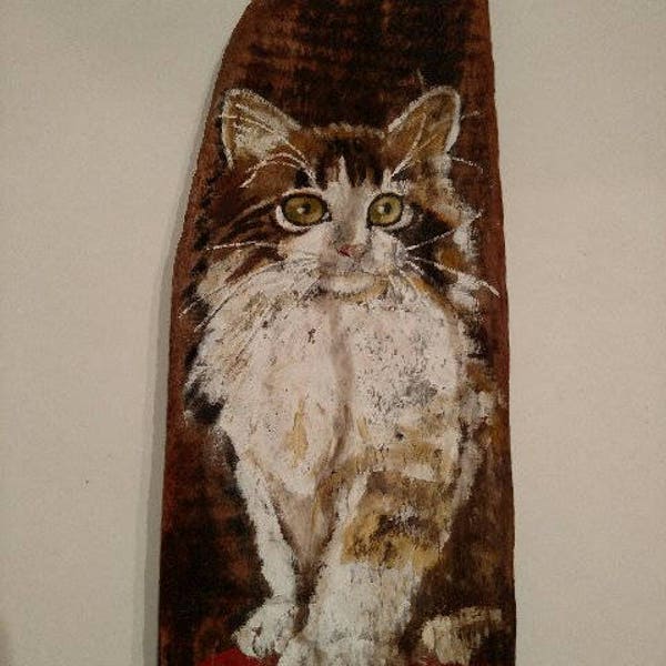 Cat PAINTING, Kitten Painting, Wood Painting, Primitive Painting, Folk Art Painting