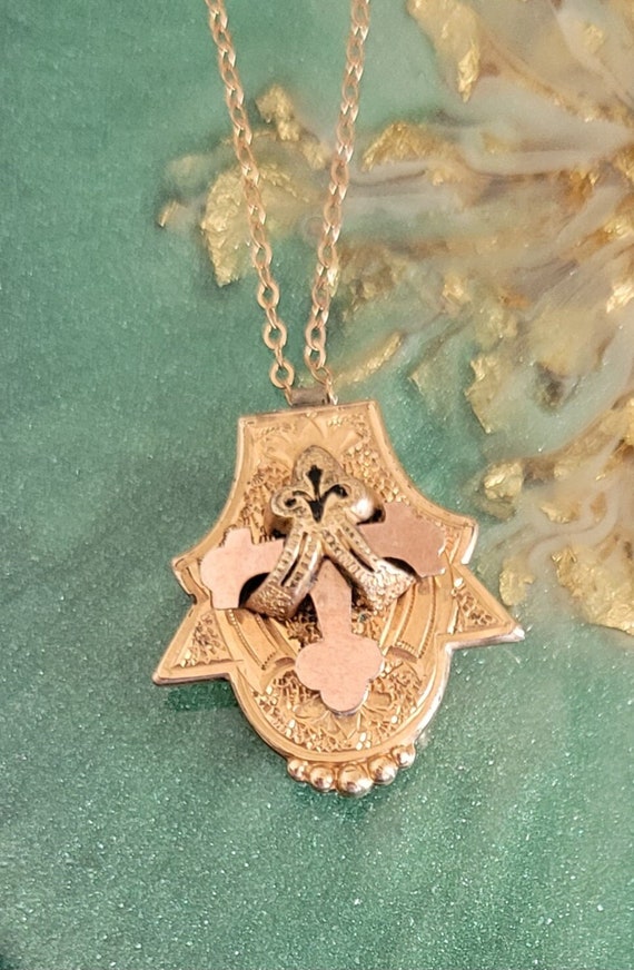 Antique Rose Gold Fob, Pendant, Gold Filled, dated