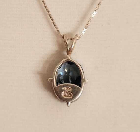Vintage Avon Blue Oval Pendant, Necklace, Sterlin… - image 6