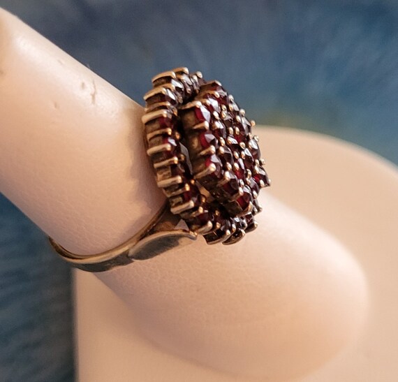 Antique Ring, Bohemian Rose Cut Garnets, Gold Gil… - image 4