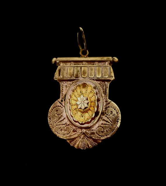 Antique Large Gold Fob,  Pendant, Victorian , Edwa