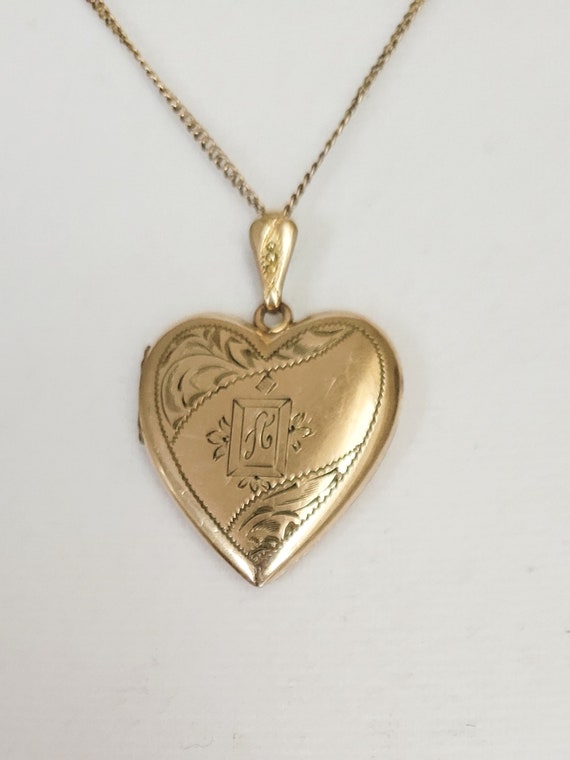 Large Engraved A Heart Locket, Gold Filled