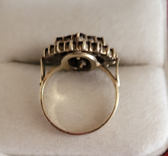 Antique Ring, Bohemian Rose Cut Garnets, Gold Gil… - image 3