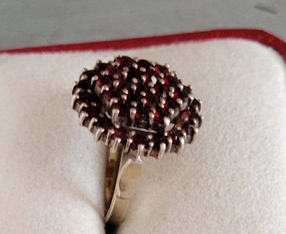 Antique Ring, Bohemian Rose Cut Garnets, Gold Gil… - image 5