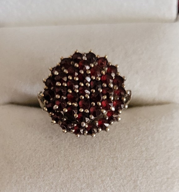 Antique Ring, Bohemian Rose Cut Garnets, Gold Gil… - image 9