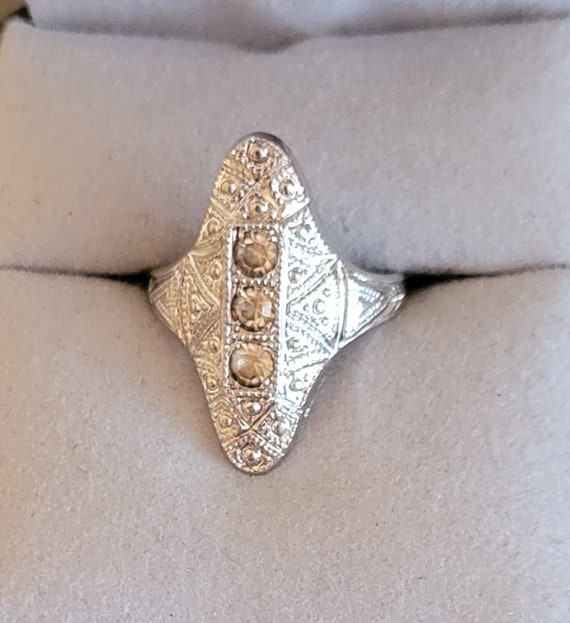 Clark and Coombs Sterling Rhinestone Ring, Size 5