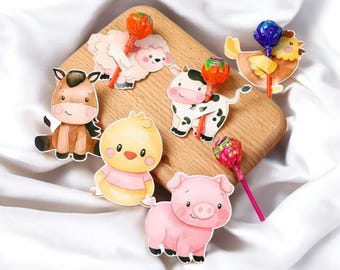 Porta lecca-lecca a forma di animale da fattoria: bomboniera per la festa di compleanno dei bambini