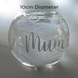 Personalised 10cm Memorial Glass Candle Holder: White Feathers, Borosilicate Glass