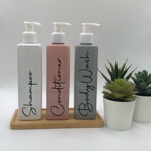 Personalised Soap Dispenser Bottles, White, Pink, Grey with White Pump (Set of 3) 250ml