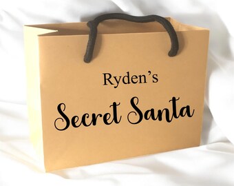 Personalised Secret Santa Kraft Brown Gift Bag With Rope Handle - Small Medium Large