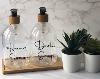 Personlig tvålpump med genomskinlig Bell-design och svart bambupump: 500 ml