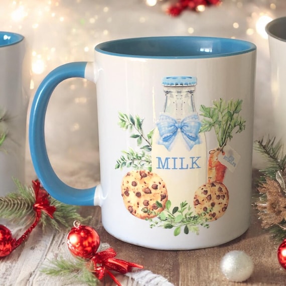 Christmas Mug Milk Cookies Home Blue Cup Gift Present