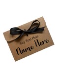 Personalised Any Text Kraft Brown Money/Voucher Envelope: Satin Ribbon, Custom Name & Text