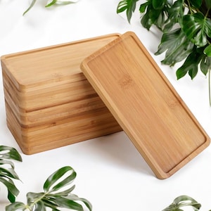 Wooden Rectangular Bamboo Tray | Dish for Bottles | Jewellery | Home | Kitchen | Bathroom | Candles | Plants | Decor |