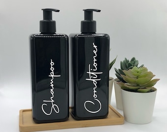 Flacone dispenser di sapone quadrato nero personalizzato con pompa nera opaca: 250 ml e 500 ml