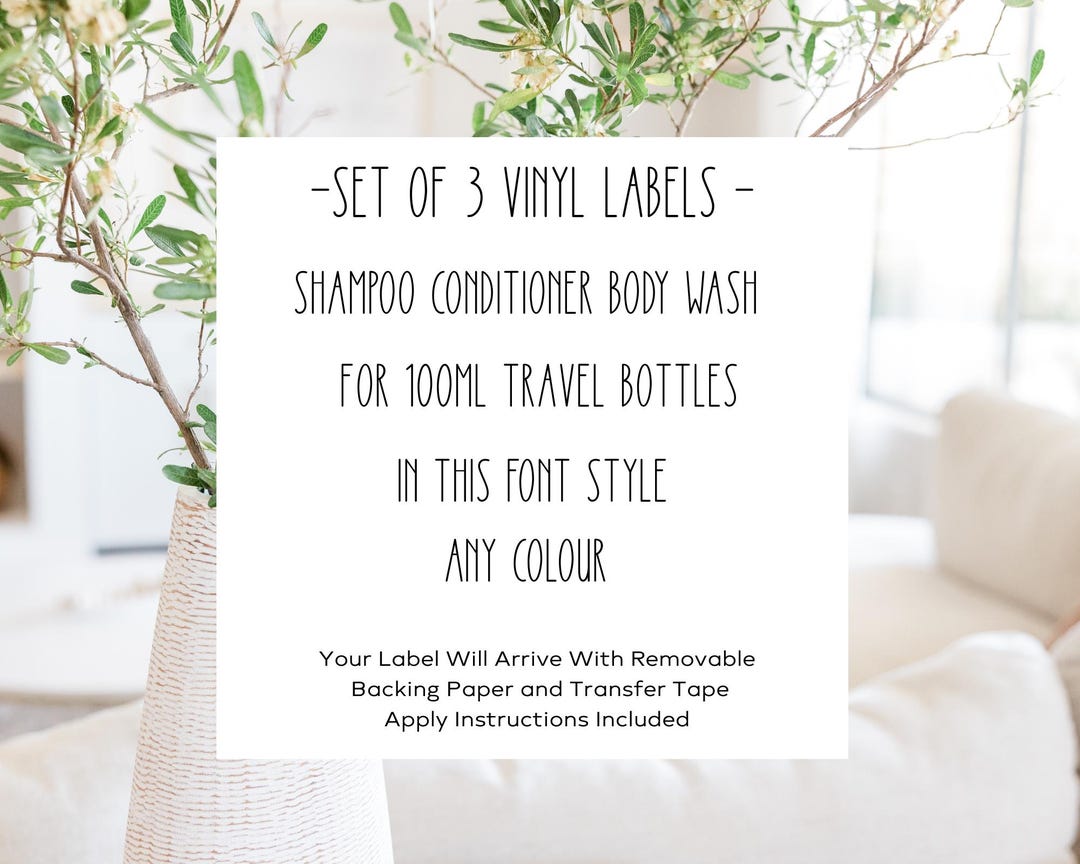 Set of 3, Shampoo Conditioner Body Wash Labels: Travel Bottle Stickers ...