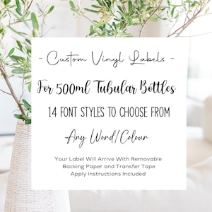 Labels for 500ml Tubular Bottles | Vinyl Label | Decal | Sticker | Any Word | Bathroom Kitchen Organisation |
