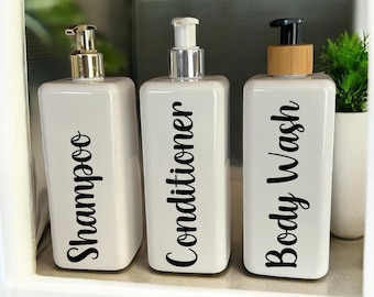 Personalised White Square Soap Dispenser Bottle with Pump 250ml & 500ml (F5)