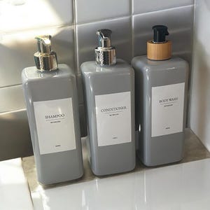 Refillable Grey 500ml Pump Bottle: Shampoo, Conditioner, Body Wash