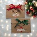 Personalised Reindeer  Kraft Gift Envelope With Ribbon | Money/Voucher | Loved Ones Gift |Lots Of Ribbon Colours Available Secret Santa