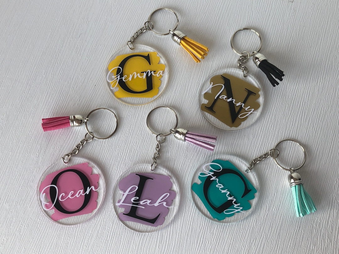 Personalised Acrylic Initial Keyring With Tassel: Custom Name Gift - Etsy