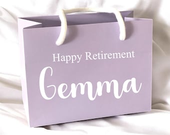 Lilac Happy Retirement Gift Bag With Rope Handle - Small Medium Large