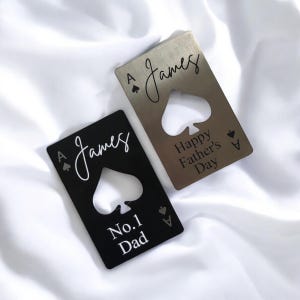 Ace-flesopener | Zilver of zwart | Gepersonaliseerd | Bruiloft | Verjaardag | Vaderdag | Mannelijke vader opa broer oom vriend cadeau aandenken