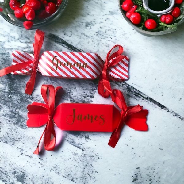 Caja de regalo de Navidad Dulce en forma de galleta Dulce / Regalo / Joyas / Mesa de Navidad roja o rayada o Regalo de árbol
