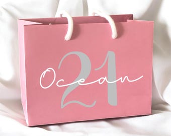 Rosa Geschenktüte – Name und Alter personalisieren – Klein, Mittel, Groß