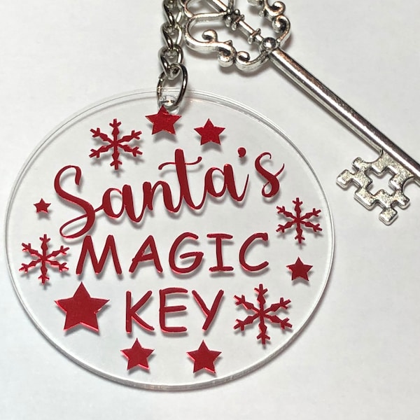 Santa’s Magic Key Christmas Eve Acrylic keyring with Key |  Magical Kids Christmas Santa Claus Father Christmas