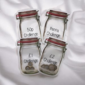 Money Challenge | Flat Jar Lookalike | Plastic Pouch | Coin Collector | Saving Money | Penny, 50p, 1,2 pound Challenges