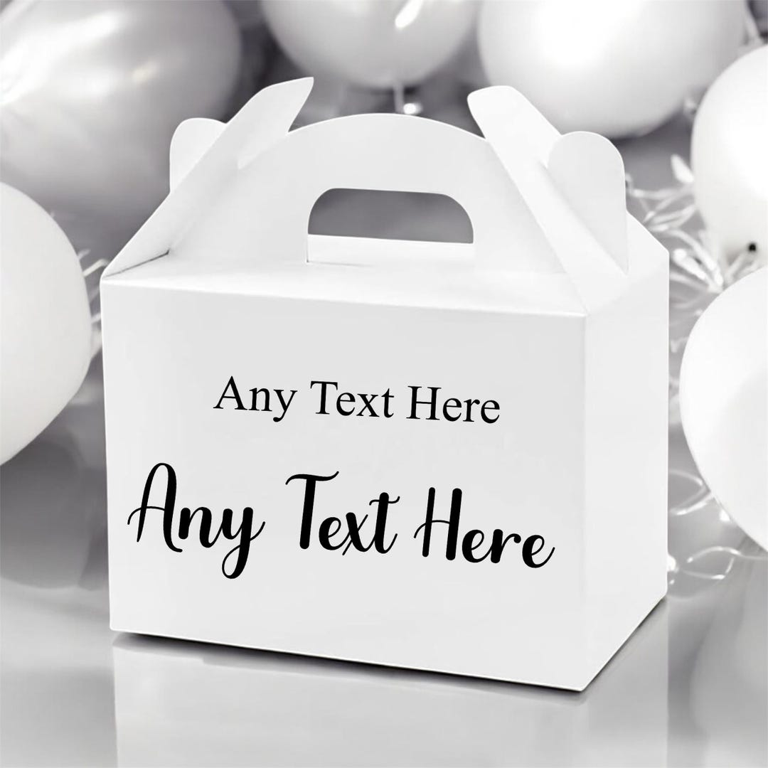 Snack Box Custom Text : White Favour Treat Party Box - Etsy