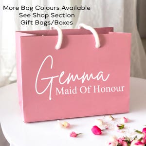 Personalisierte Name & Rolle Rosa Hochzeit Geschenk Tasche - Seil Griff - klein, mittelgroß