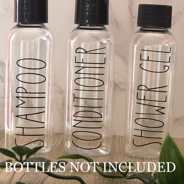 Labels for 100ml Travel Bottles | bathroom | holiday | decal | Vinyl sticker | Travel Shampoo Conditioner | F4